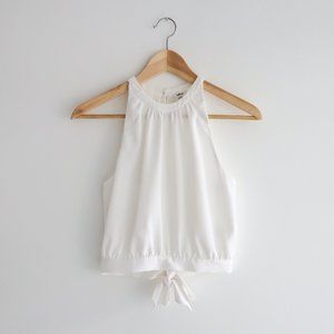 Wilfred Open Back Silk Crop Top - White, XS